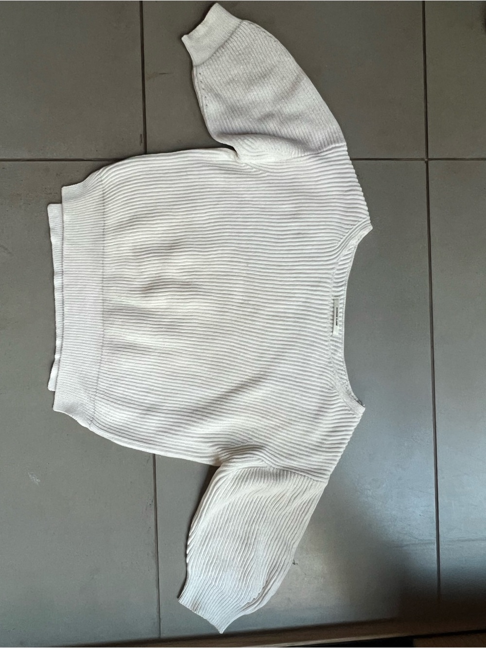 Women's Ribbed Short-Sleeve Sweater in Off-White